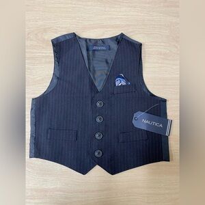 Nautica Toddle Boys Blue Pinstriped Suit Vest Size 18M NWT